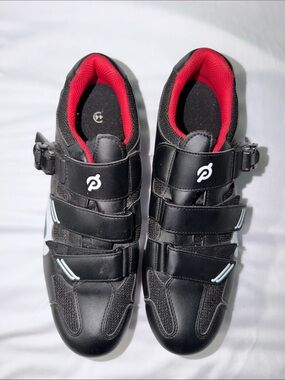Peloton Black Cycling Shoes with Red Lining